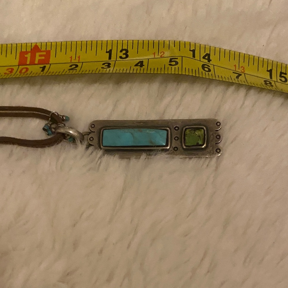 Peyote Bird Silver and Turquoise Necklace - Picture 7 of 8